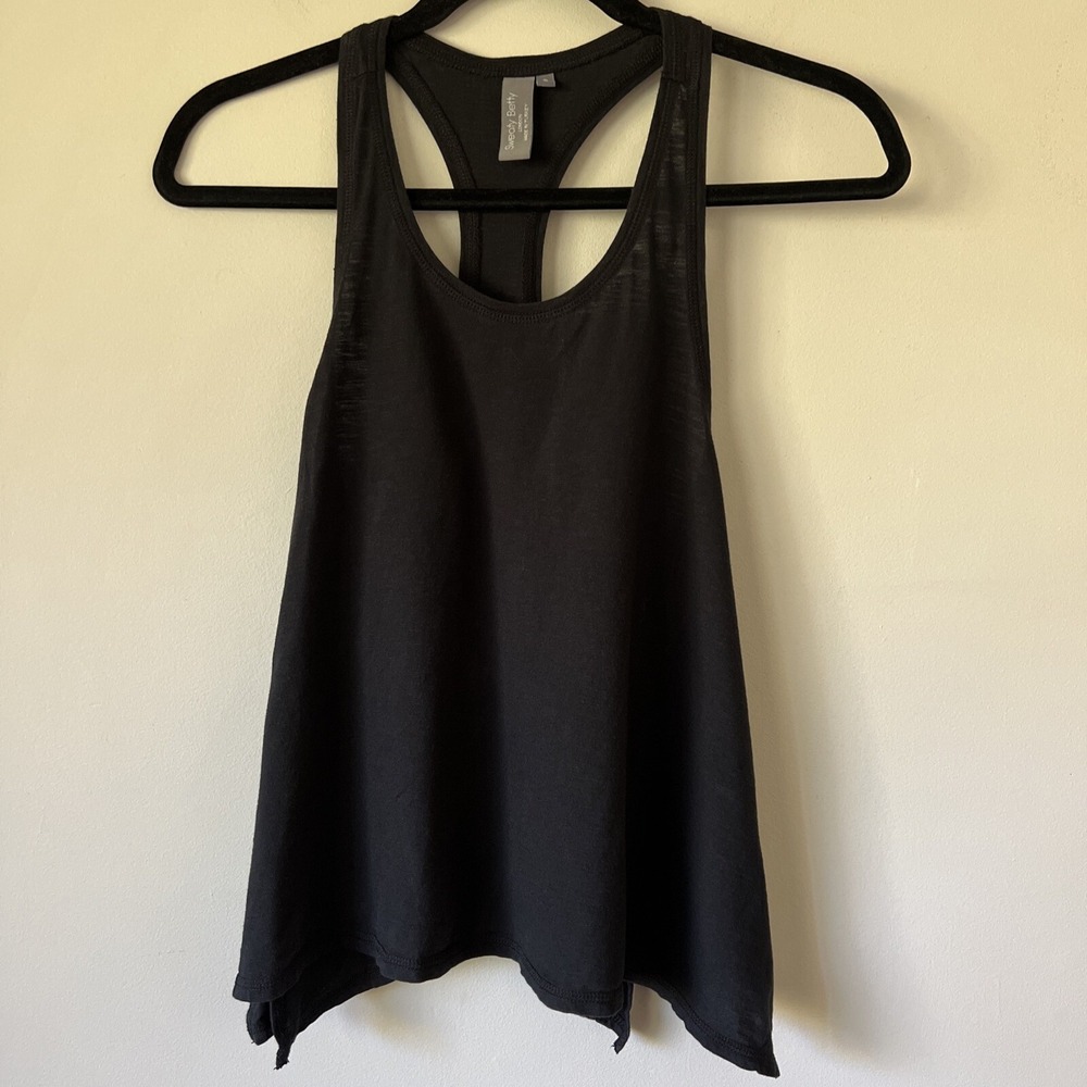 Sweaty Betty Size S Handkerchief Hem Vest Tank Top Yoga Black Active Racerback